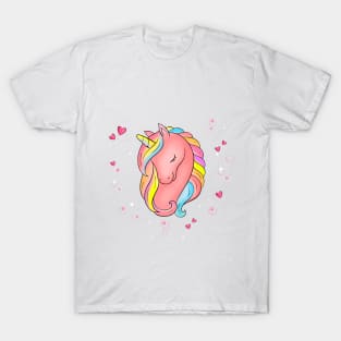 Unicorn with pink hearts T-Shirt